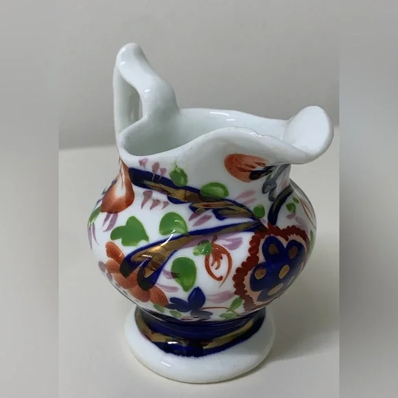 19th Century Antique Gaudy Welsh Forget Me Not Pattern Miniature Jug Pitcher